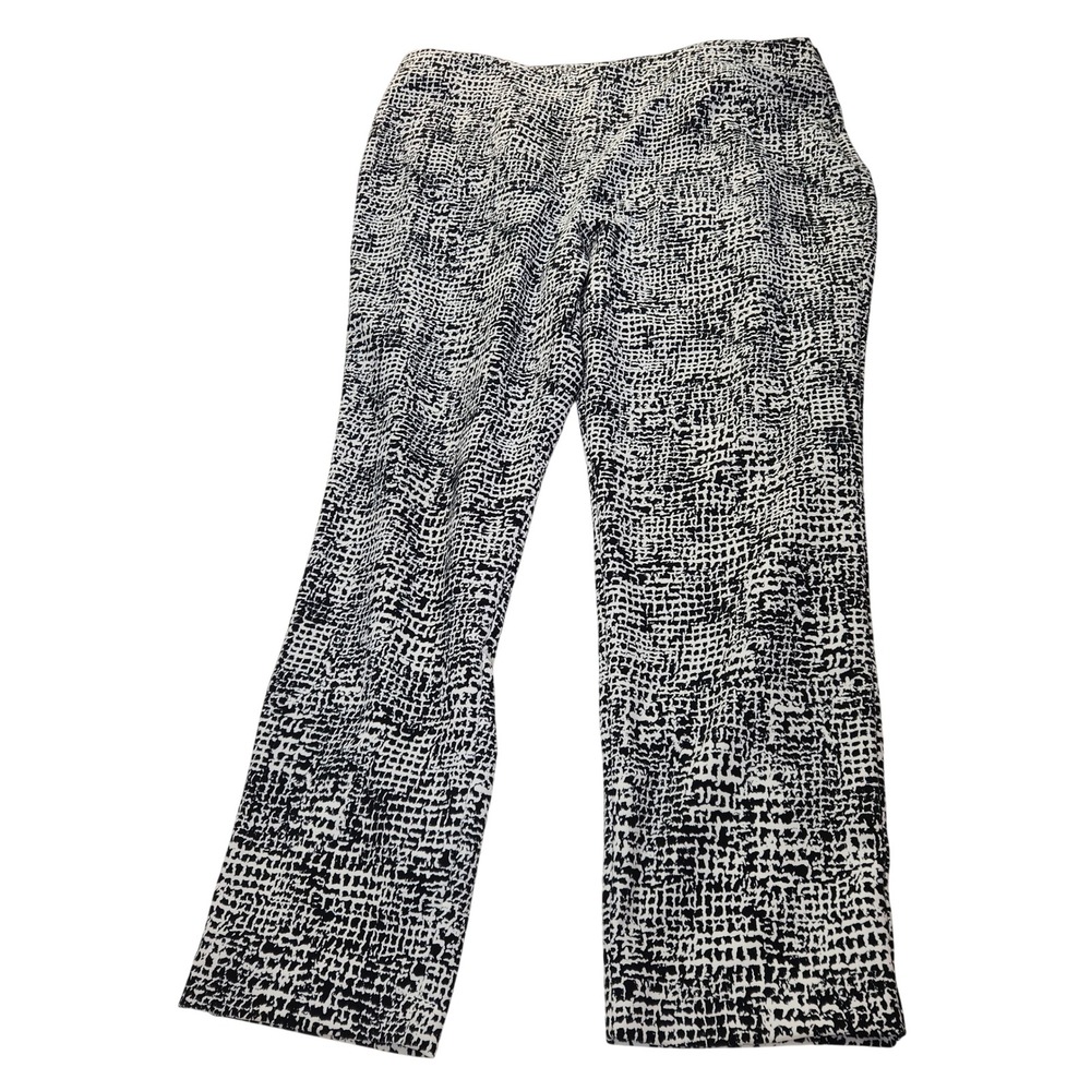 Chico's 3 Travelers Collection Black White‎ Grid AOP Print Pants Womens XL